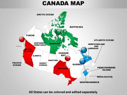 Detailed map of canada 1114