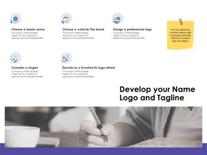 Develop your name logo and tagline ppt powerpoint presentation files