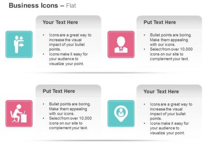 Different directions leader man working on laptop location of business man ppt icons graphic