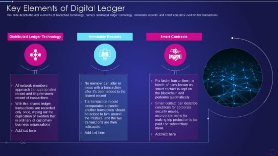 Digital Ledger Technology Key Elements Of Digital Ledger Ppt Model Inspiration