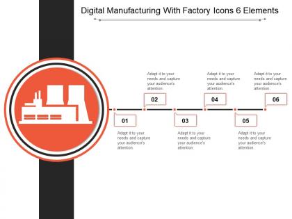 Digital manufacturing with factory icons 6 elements