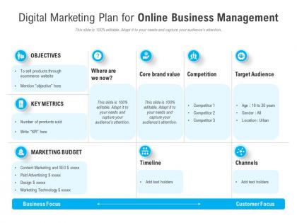 Digital marketing plan for online business management