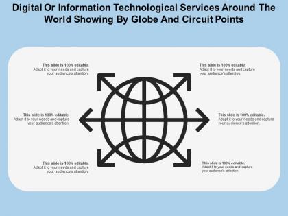 Digital or information technological services around the world showing by globe and circuit points