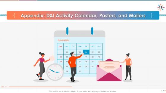 Diversity and inclusion training on d and i activity calendar posters and mailers edu ppt