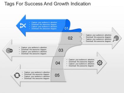 Download tags for success and growth indication powerpoint template