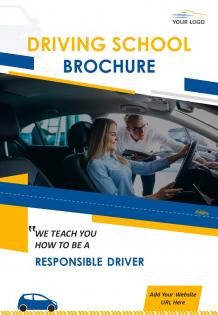 Driving training school four page brochure template