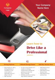 Driving training school two page brochure template