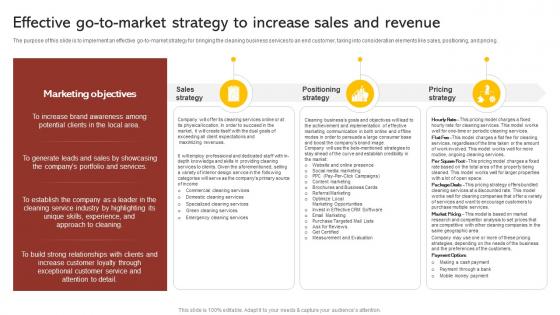 Effective Go To Market Strategy To Increase Commercial Cleaning Business Plan BP SS