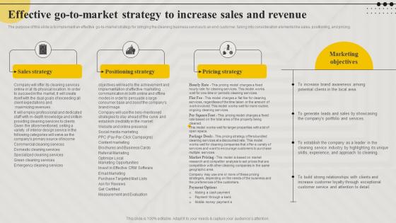 Effective Go To Market Strategy To Increase Sales And Revenue Cleaning Concierge BP SS