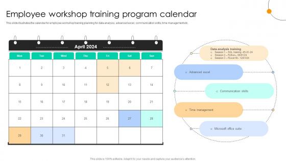 Effective Planning And Execution Of Workshops Employee Workshop Training Program Calendar