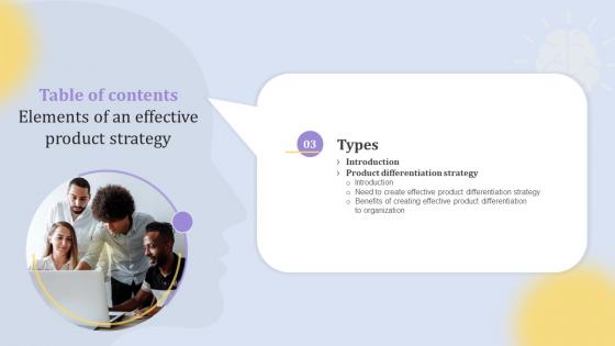 Elements Of An Effective Product Strategy Table Of Contents Strategy SS V