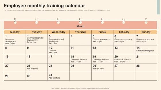 Employee Monthly Training Calendar Professional Development Training