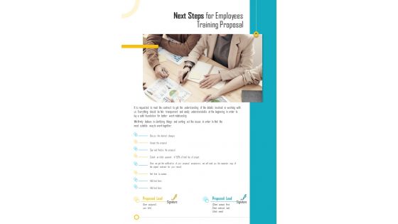 Employees Training Proposal For Next Steps One Pager Sample Example Document