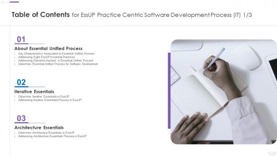 Essup Practice Centric Software Development Process Table Of Contents