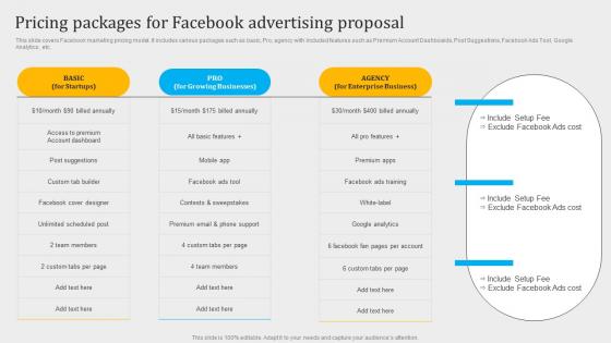 FB Advertising Agency Proposal Pricing Packages For Facebook Advertising Proposal