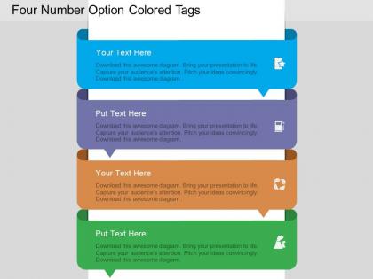 Fc four number option colored tags flat powerpoint design