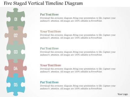 Five staged vertical timeline diagram flat powerpoint design