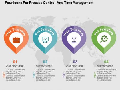 Four icons for process control and time management ppt presentation slides