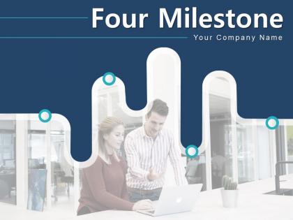 Four Milestone Timeline Curved Roadmap Development Computer Mountain Target Arrow