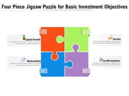 Four piece jigsaw puzzle for basic investment objectives