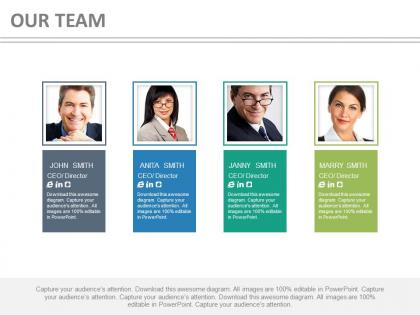 Four tags for team professionals of business powerpoint slides