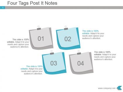 Four tags post it notes powerpoint ppt diagram