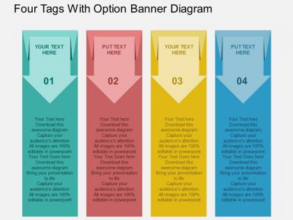 Four tags with option banner diagram flat powerpoint design