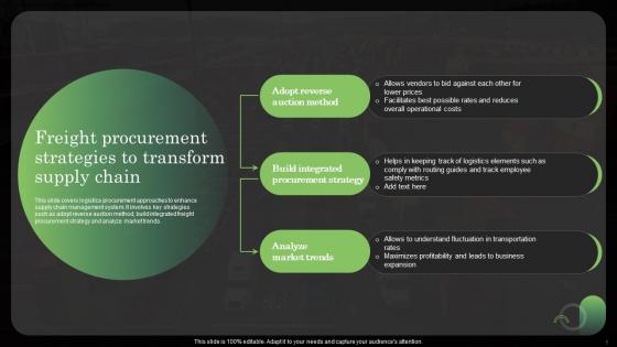 Freight Procurement Strategies To Transform Supply Chain Logistics Strategy To Improve Supply Chain