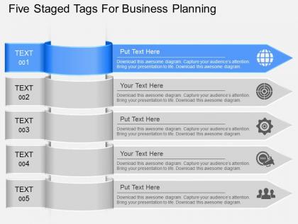 Fs five staged tags for business planning powerpoint template