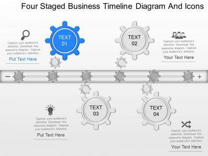 Fw four staged business timeline diagram and icons powerpoint template