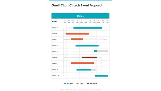 Gantt Chart Church Event Proposal One Pager Sample Example Document