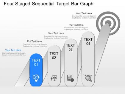 Gh four staged sequential target bar graph powerpoint template