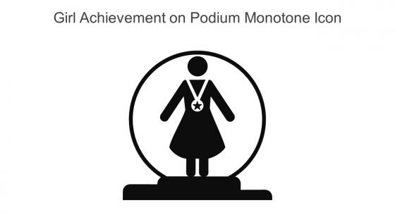 Girl Achievement On Podium Monotone Icon In Powerpoint Pptx Png And Editable Eps Format