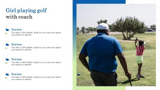 Girl playing golf with coach