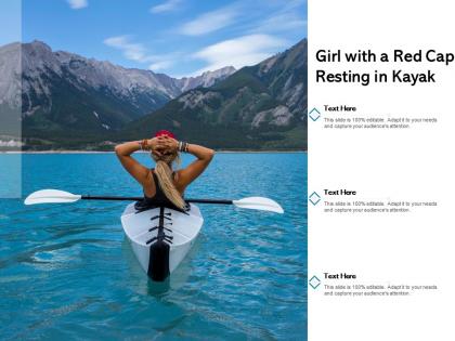 Girl with a red cap resting in kayak