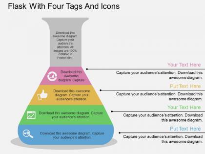 Go flask with four tags and icons flat powerpoint design