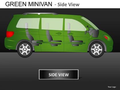 Green minivan side view powerpoint presentation slides db