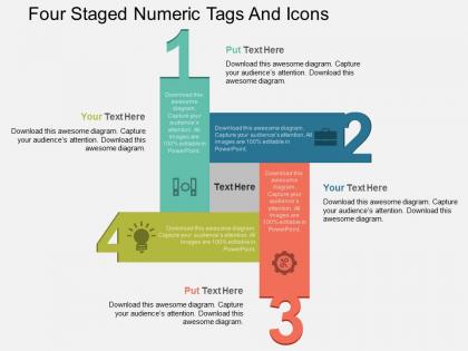 Gs four staged numeric tags and icons flat powerpoint design