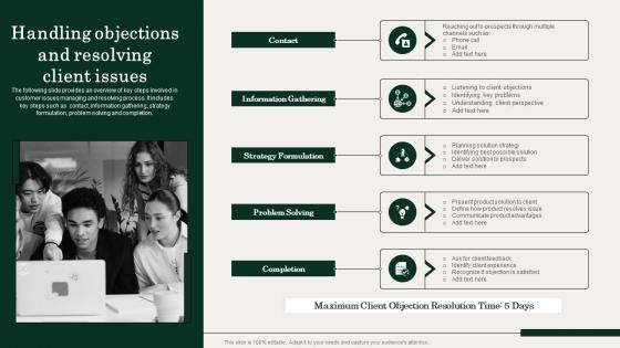 Handling Objections And Resolving Client Issues Action Plan For Improving Sales Team Effectiveness