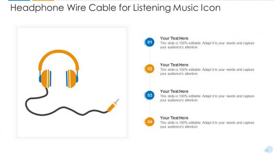 Headphone wire cable for listening music icon