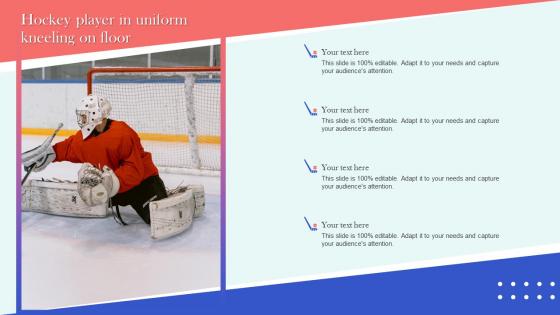 Hockey Player In Uniform Kneeling On Floor