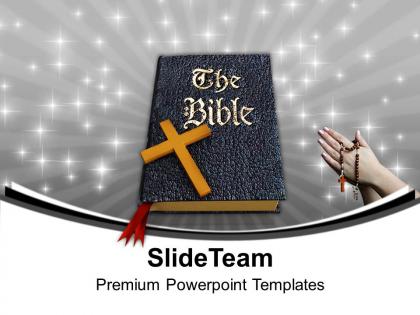 Holy bible and cross christianity powerpoint templates ppt backgrounds for slides 0113