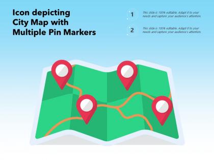 Icon depicting city map with multiple pin markers