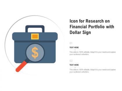 Icon for research on financial portfolio with dollar sign