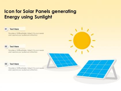 Icon for solar panels generating energy using sunlight