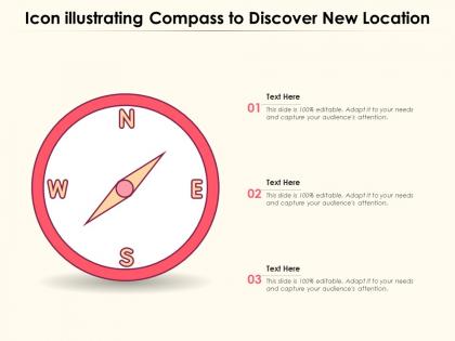 Icon illustrating compass to discover new location