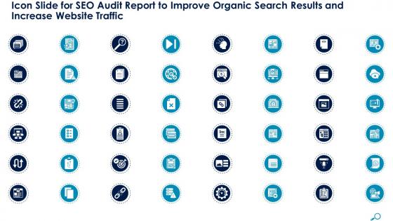 Icon slide for seo audit report improve organic search results increase website traffic