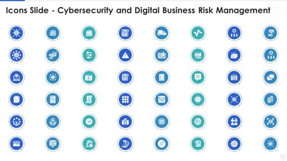 Icons slide cybersecurity and digital business risk management