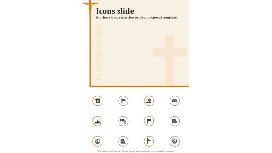 Icons Slide For Church Construction Project Proposal Template One Pager Sample Example Document