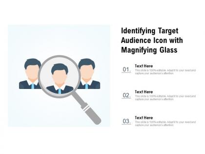 Identifying target audience icon with magnifying glass